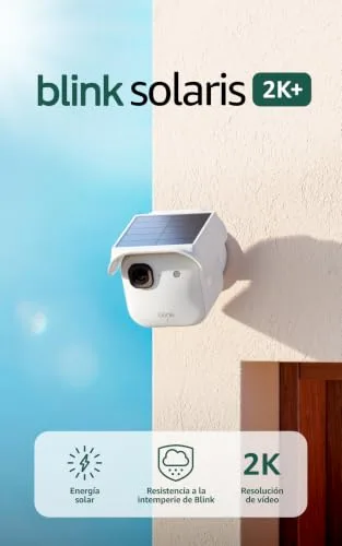Blink ▫️ Solaris 2K+ (última geração), Câmara de segurança inteligente sem fios, Alimentação por energia solar, Vídeo 2K, Módulo de sincronização, 1 câmara (branca) 2