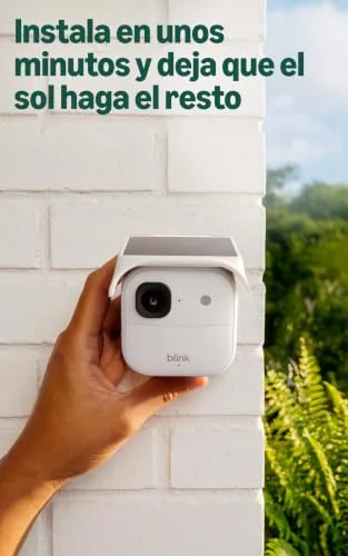 Blink ▫️ Solaris 2K+ (última geração), Câmara de segurança inteligente sem fios, Alimentação por energia solar, Vídeo 2K, Módulo de sincronização, 1 câmara (branca) 8