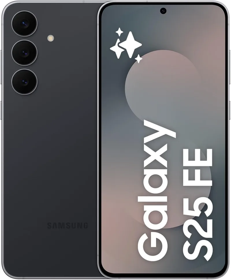 Samsung ▫️ Galaxy S25 FE 256 GB, telemóvel com IA, estrutura leve de 7,5 mm, Ecrã FHD+ de 6,7", Câmara de 50 MP, Exynos 2400, 8 GB de RAM, Garantia do fabricante de 3 anos + 1 ano extra, Preto Intenso (Versão espanhola)