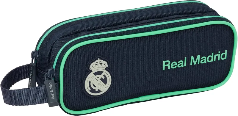 Safta ▫️ REAL MADRID 2ª EQUIPACIÓN 25/26 - Estojo duplo para crianças, Estojo para crianças, ideal para crianças em idade escolar, cómodo e versátil, qualidade e resistência, 21x6x8 cm