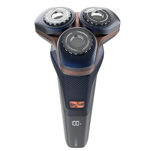 Cecotec ▫️ Máquina de Barbear Rotativa PrecisionCare Aluminium. Lâminas para cabelo comprido e curto, ecrã LED inteligente, 2 velocidades, 8500 rpm, autonomia de 2 horas, cabeça magnética e revestimento de titânio 3