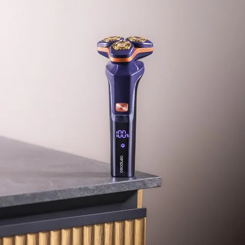 Cecotec ▫️ Máquina de Barbear Rotativa PrecisionCare Aluminium. Lâminas para cabelo comprido e curto, ecrã LED inteligente, 2 velocidades, 8500 rpm, autonomia de 2 horas, cabeça magnética e revestimento de titânio 4