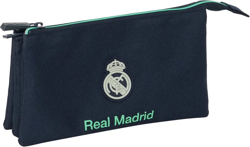 Safta ▫️ REAL MADRID 2.º EQUIPAMENTO 25/26 - Mochila tripla, Mochila infantil, Mochila para meninos, Ideal para crianças em idade escolar, Confortável e versátil, Qualidade e resistência, 22 x 3 x 12 cm