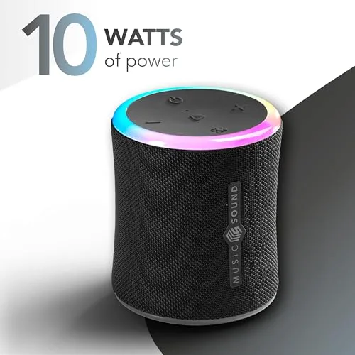 Music Sound ▫️ Aura 10 W - Altifalante Bluetooth portátil - Preto - IPX6 - Luzes RGB 2