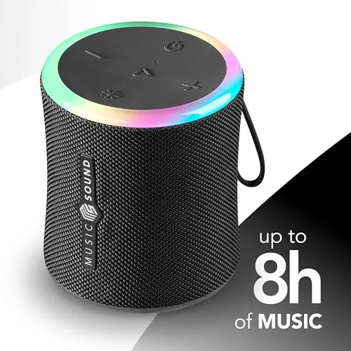 Music Sound ▫️ Aura 10 W - Altifalante Bluetooth portátil - Preto - IPX6 - Luzes RGB 3