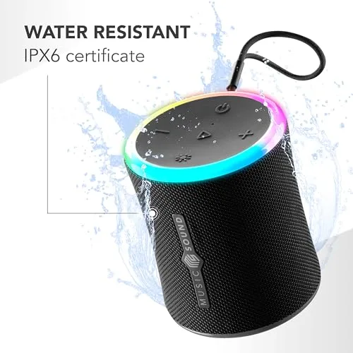 Music Sound ▫️ Aura 10 W - Altifalante Bluetooth portátil - Preto - IPX6 - Luzes RGB 4