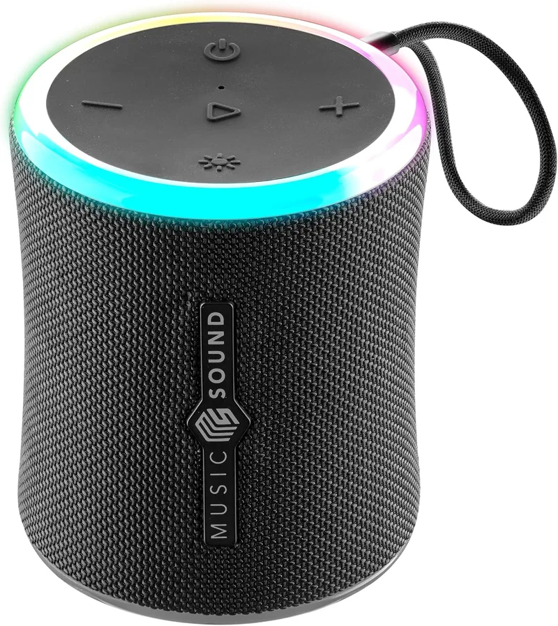 Music Sound ▫️ Aura 10 W - Altifalante Bluetooth portátil - Preto - IPX6 - Luzes RGB