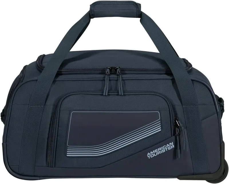 American Tourister ▫️ City Racer - Mala de 55 cm/50 L - Rodas, compartimento para sapatos, vários compartimentos - Impermeável, capa inteligente, resistente - Azul (azul-marinho)