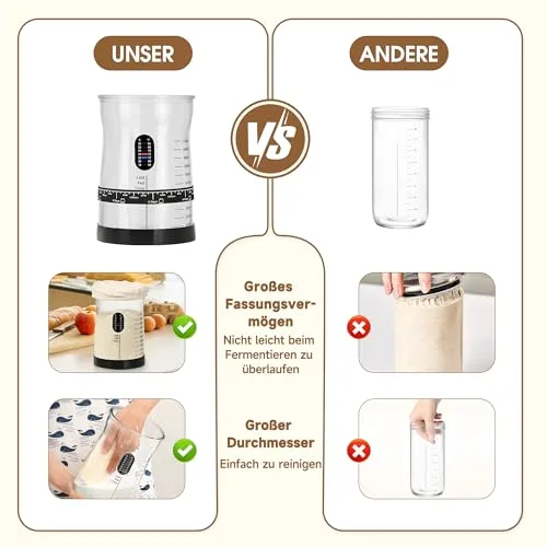 Coco Bird ▫️ Pro - Conjunto de iniciação à massa-mãe, com um grande frasco de vidro de 1,5 l e 17 receitas, acessório para preparar massa-mãe para cozer pão e fermentação (2 unidades) 3