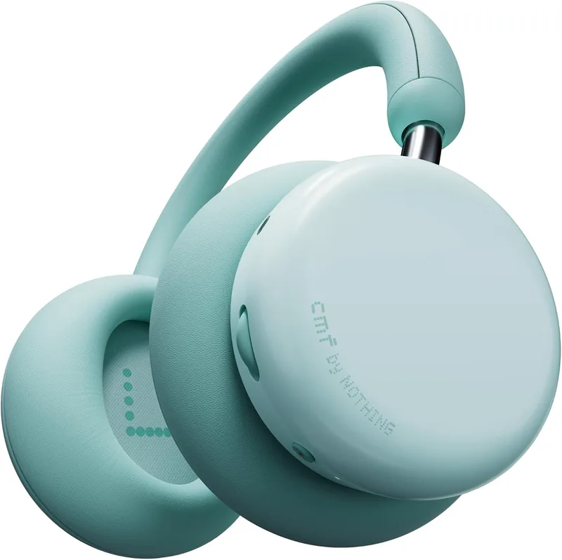 CMF BY NOTHING ▫️ CMF Headphone Pro - Auscultadores Bluetooth com aros sobre as orelhas – até 100 horas de autonomia, Hi-Res com LDAC, áudio espacial, com cancelamento ativo de ruído – Verde Claro
