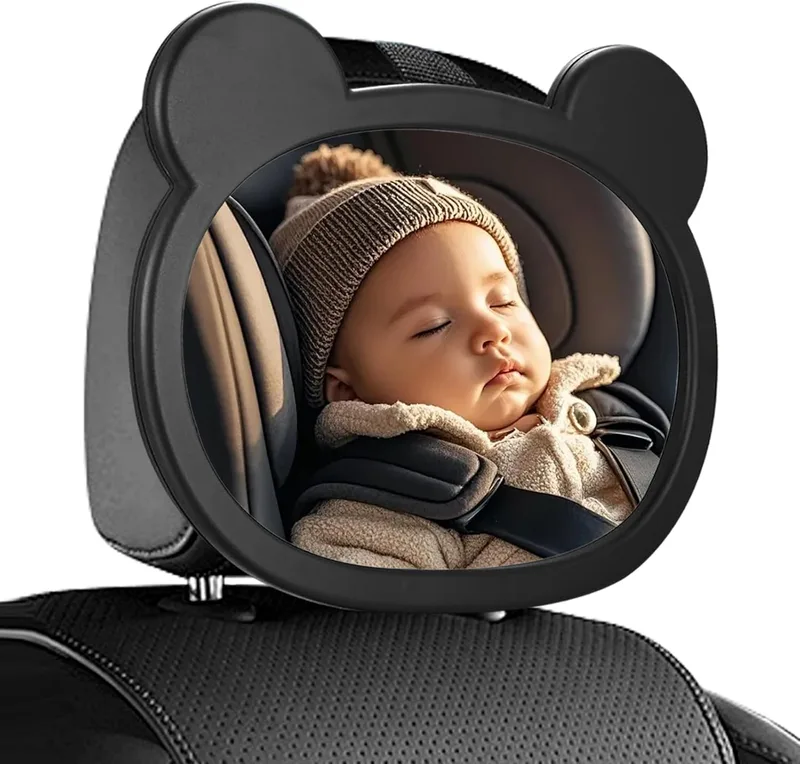 LAIVIYA ▫️ Espelho para carro de bebé, espelho para carro de bebé no banco traseiro com correia de fivela, espelho retrovisor rotativo de 360°, material de segurança inquebrável, para cadeira de bebé e cadeira de criança