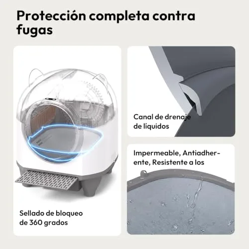 Devoko ▫️ Caixa de Areia Autolimpante para Gatos, Grande, 90 L, Caixa de Areia Automática para Gatos de Grande Capacidade, Equipada com Sistema de 6 Níveis de Segurança, Compatível com Controlo por Aplicação, Função Melhorada de Eliminação de Odores 6