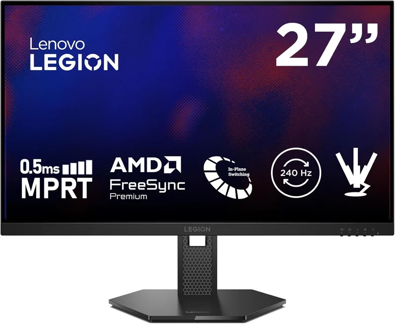 Lenovo ▫️ Legion 27Q-10 - Monitor Gaming QHD de 27" (IPS, 240 Hz, 0,5 ms, 16:9, HDMI 2.1 - DP 1.4, NVIDIA G-Sync, AMD FreeSync Premium, VESA Adaptive Sync, Ajuste de Inclinação/Altura/Pivotamento/Rotação) Preto