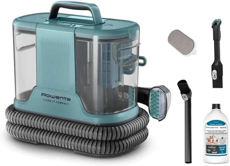 Rowenta ▫️ Clean It Compact, Aspirador para estofos, Removedor de manchas e alcatifas, Sujeira causada por animais de estimação, Potência de 400 W, Portátil e multifuncional, Rápido e fácil, Design compacto, IN3021F0