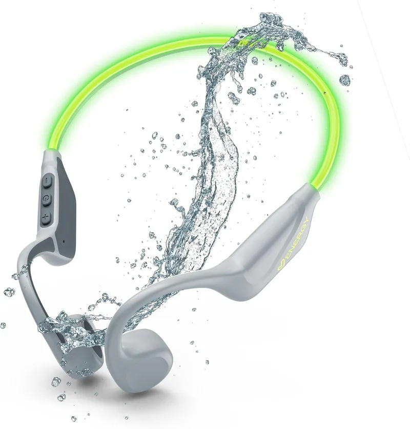 Energy Sistem ▫️ VibeWave – Auscultadores Bluetooth para desporto (Bluetooth 5.4, 15 horas de autonomia, microfone, luzes LED, resistência à água IPX5, ligação a vários dispositivos)
