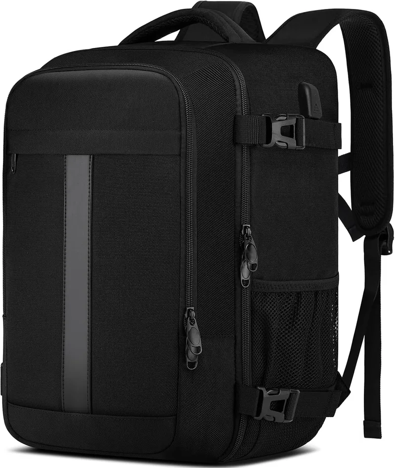 PUSLOM ▫️ Mochila 40x30x20 Mochila de viagem para a cabine do avião (Ryanair) Bagagem de mão para a Vueling 24 L Bolsa de viagem para homem e mulher Mochila de viagem para a cabine Mochila para portátil de 14 polegadas com porta USB Preta