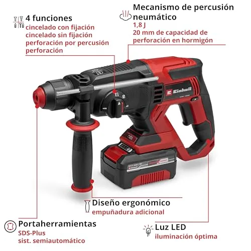 Einhell ▫️ Martelo perfurador a bateria TE-HD 18/20 Li (1x 4,0 Ah) 3