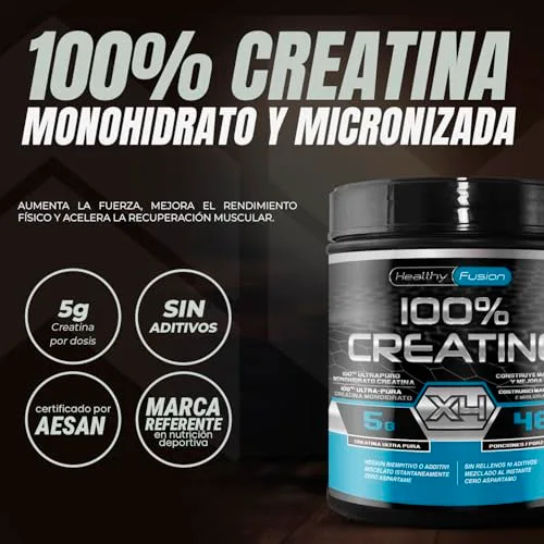 Healthy FUSION ▫️ 100% Creatina Monohidratada, Dose elevada | 5 g de creatina por dose | Promove o crescimento muscular e melhora a resistência física | Elevada solubilidade | 300 g, sem sabor 2