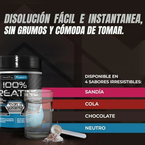Healthy FUSION ▫️ 100% Creatina Monohidratada, Dose elevada | 5 g de creatina por dose | Promove o crescimento muscular e melhora a resistência física | Elevada solubilidade | 300 g, sem sabor 5