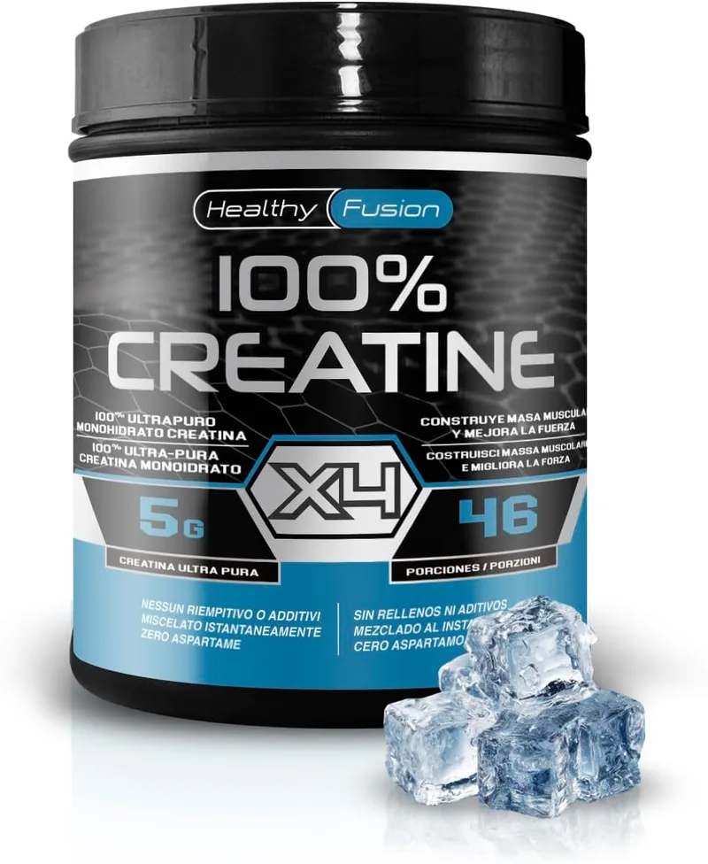 Healthy FUSION ▫️ 100% Creatina Monohidratada, Dose elevada | 5 g de creatina por dose | Promove o crescimento muscular e melhora a resistência física | Elevada solubilidade | 300 g, sem sabor