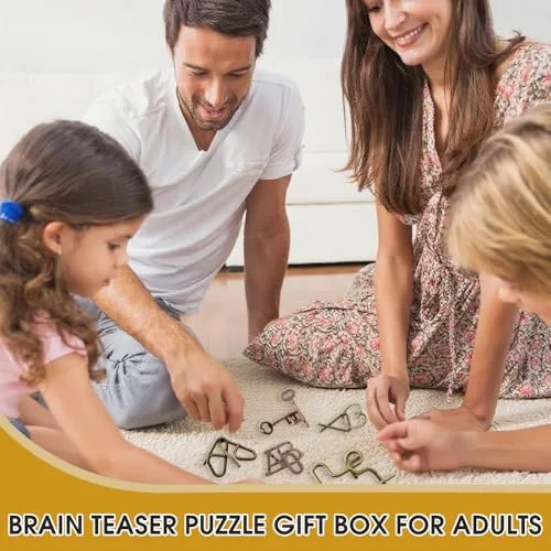 ABCDPP ▫️ 24 peças para estimular o raciocínio de crianças, adolescentes e adultos – Brinquedos educativos de metal e madeira, jogos de encaixe 3D para o QI e a lógica, com tarefas desafiantes 4