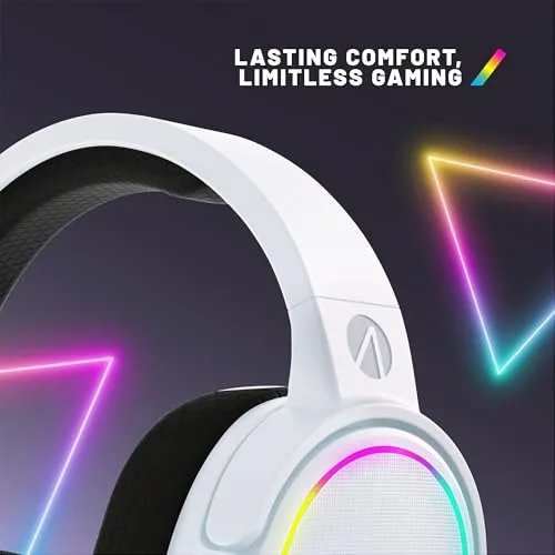 STEALTH ▫️ PANTHER - Auscultadores LED RGB para jogos, cor branca, compatíveis com PS4/PS5, XBOX, Switch e PC, com microfone flexível, conector de 3,5 mm, cabo de 1,5 m, leves, confortáveis e duradouros 4