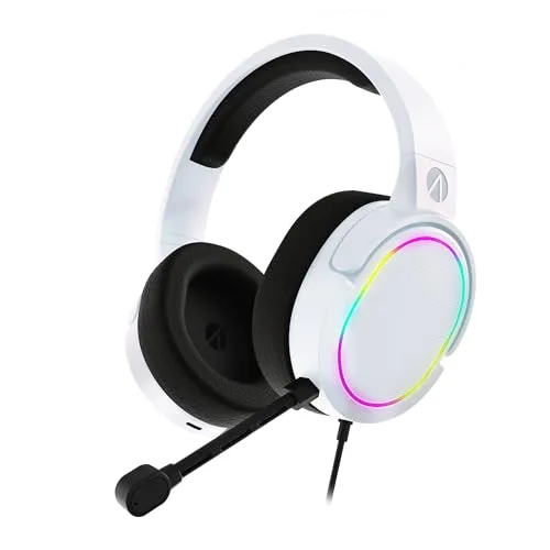 STEALTH ▫️ PANTHER - Auscultadores LED RGB para jogos, cor branca, compatíveis com PS4/PS5, XBOX, Switch e PC, com microfone flexível, conector de 3,5 mm, cabo de 1,5 m, leves, confortáveis e duradouros 6