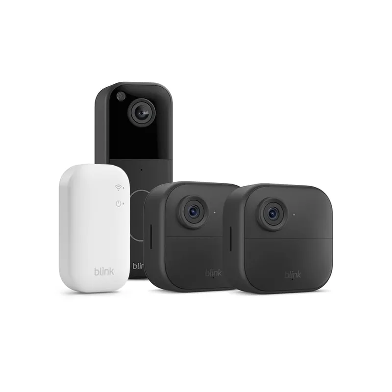 Blink ▫️ Outdoor 4 Câmaras com Videoporteiro (Preto), Módulo Sync Module Core incluído