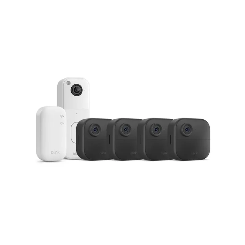 Blink ▫️ Nova Outdoor 4 + videoporteiro (branco): câmara de segurança inteligente HD sem fios, 2 anos de autonomia (sistema de 4 câmaras com Sync Module Core incluído)