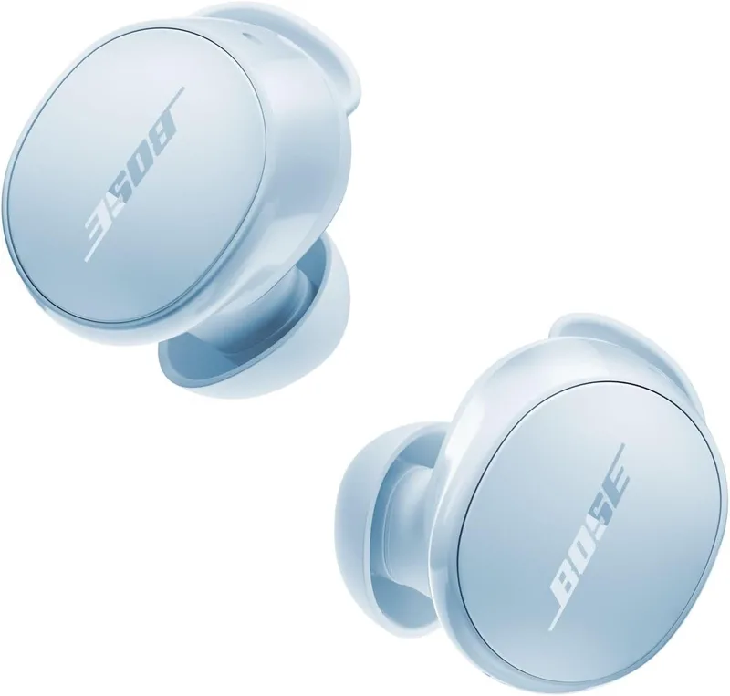 Bose QuietComfort Earbuds True Wireless, auscultadores Bluetooth com cancelamento ativo de ruído e microfone, tecnologia Deep Bass e IPX4, autonomia da bateria até 8,5h, Ice Blue - Edição limitada