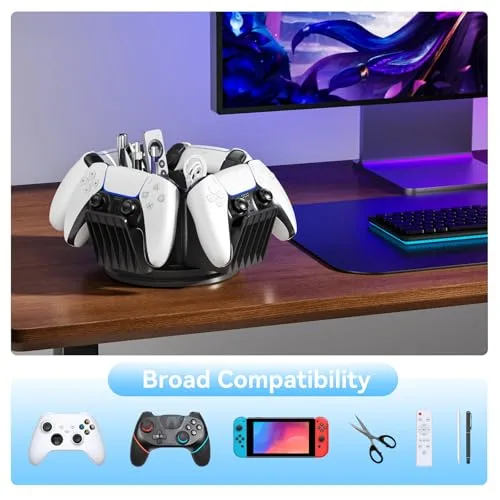 KDD ▫️ 4 Suporte para comando da PS5 para secretária, organizador universal de comandos 3