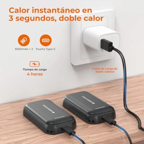 AICPAN ▫️ Aquecedores de mãos recarregáveis 2 em 1 magnéticos - 6000 mAh, 3 níveis de calor 45/50/55 °C, USB-C, aquecimento em 3 segundos, para uso ao ar livre e no frio, presente para mulheres, preto 4