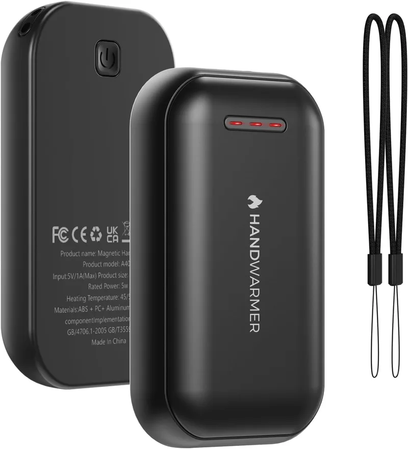 AICPAN ▫️ Aquecedores de mãos recarregáveis 2 em 1 magnéticos - 6000 mAh, 3 níveis de calor 45/50/55 °C, USB-C, aquecimento em 3 segundos, para uso ao ar livre e no frio, presente para mulheres, preto