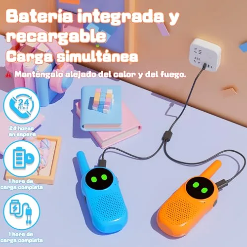 NXGKET ▫️ Walkie-talkie para crianças, Brinquedos para crianças de 3, 4, 5, 6, 7, 8, 9 e 10 anos, presentes para meninas dos 3 aos 12 anos,Walkie-talkie recarregável com bateria para brincadeiras ao ar livre das crianças, presentes de aniversário, Natal, Páscoa e Halloween 3