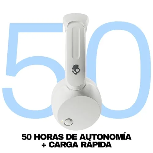 Skullcandy ▫️ Auscultadores Bluetooth sem fios Icon 180, com auriculares sobre a orelha, até 50 horas de autonomia, leves e ideais para viagens, ajuste seguro, resistentes ao suor e à água, microfone para iPhone e Android - Bone 2