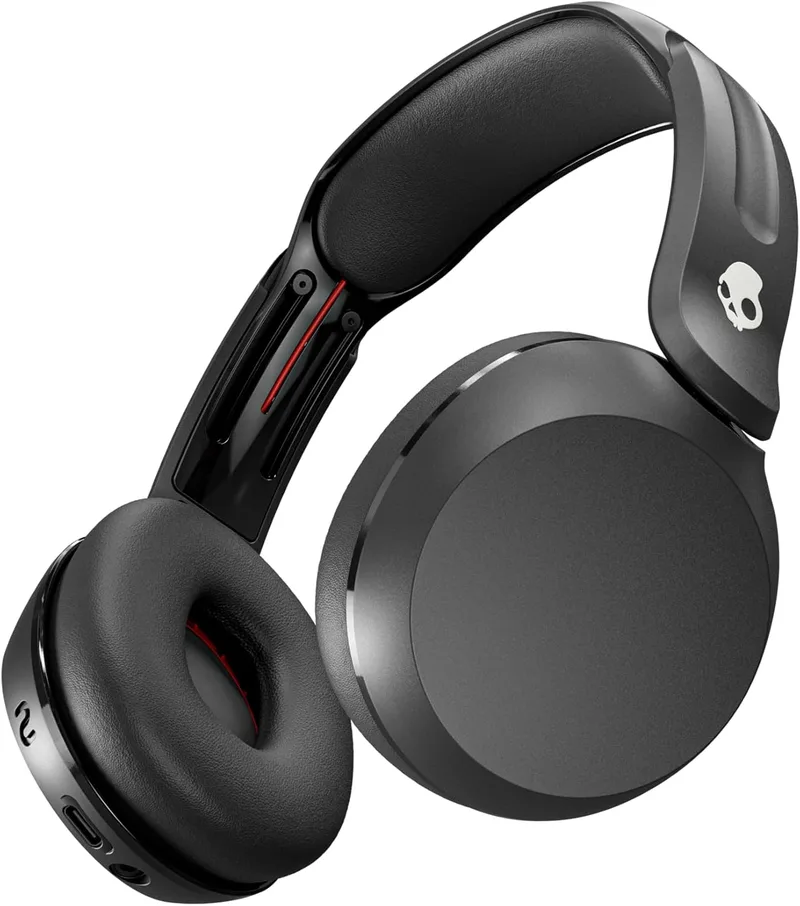 Skullcandy ▫️ Auscultadores Bluetooth sem fios Icon 180, com encaixe sobre a orelha, até 50 horas de autonomia, leves e ideais para viagens, ajuste seguro, resistentes ao suor e à água, microfone compatível com iPhone e Android - Preto Puro