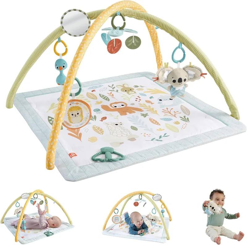 Fisher-Price ▫️ Infant Gym Awaken Your Senses Activity Mat com brinquedos sensoriais e de movimento para o desenvolvimento do bebé a partir do nascimento, JMN74