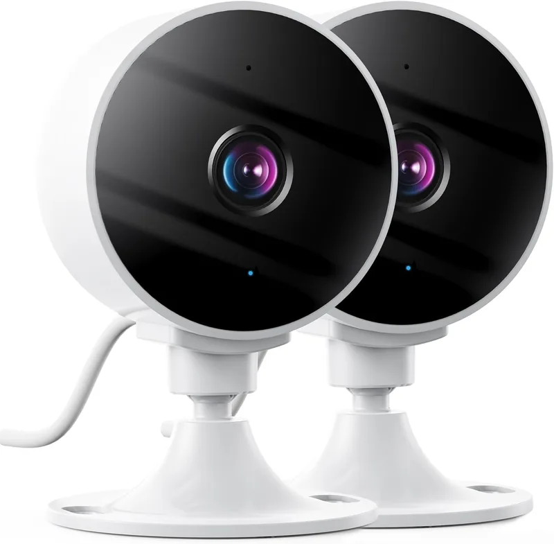 Elelink ▫️ Câmara de vigilância WiFi interior 2K 3 MP, monitor para bebés e animais de estimação, áudio bidirecional, visão nocturna, deteção de movimento e som, compatível com Alexa e Google Assistant, 2,4 GHz