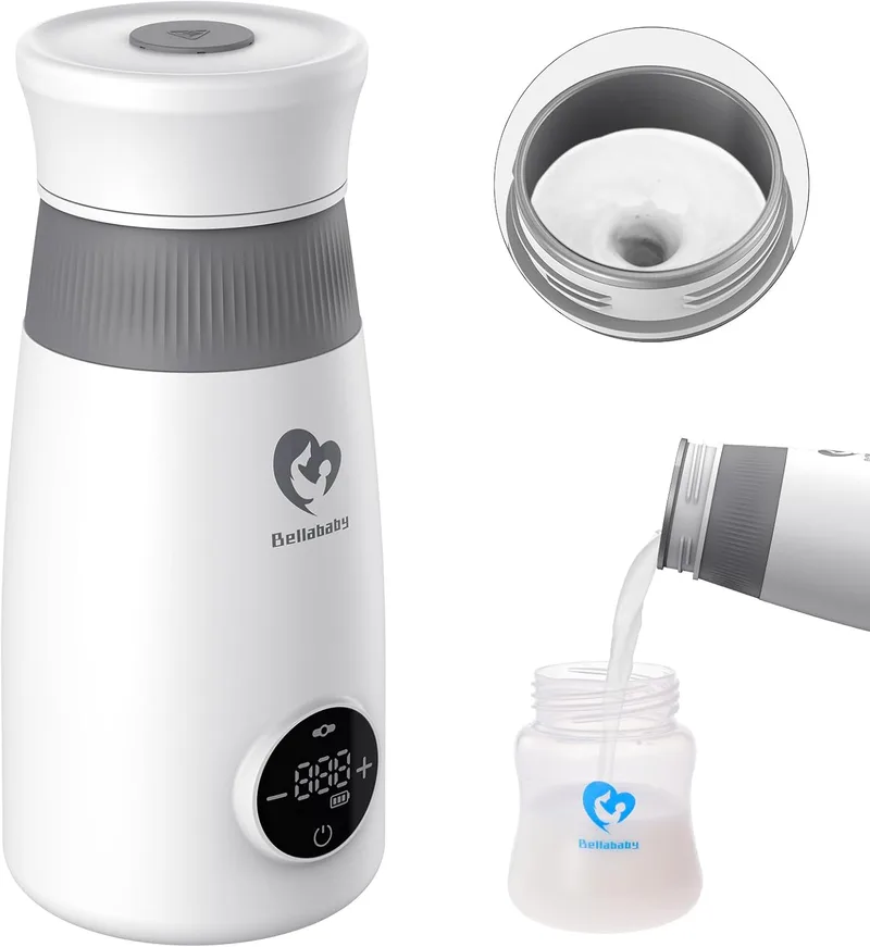 Bellababy ▫️ Aquecedor de Biberões Portátil, Aquecedor e Misturador de Biberões Instantâneo e Automático, para Leite Materno ou Fórmula, com Indicador Digital de Temperatura Led, Ideal para Viajar