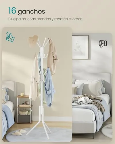 SONGMICS ▫️ Cabideiro de pé moderno, cabideiro de aço com 16 ganchos 3
