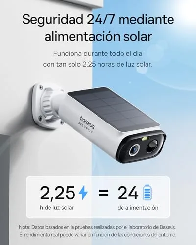 Baseus ▫️ Security S1 Lite [3-CAM] Câmara de vigilância Wi-Fi exterior com energia solar IP67, câmara IP de segurança com bateria 2K e ângulo de visão de 135°, visão noturna a cores, sem custos de carregamento, deteção de pessoas, compatível com Alexa e Google 2