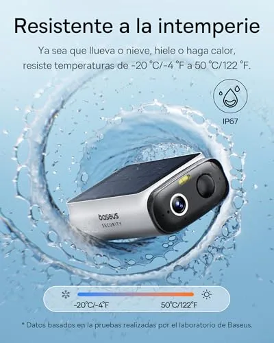 Baseus ▫️ Security S1 Lite [3-CAM] Câmara de vigilância Wi-Fi exterior com energia solar IP67, câmara IP de segurança com bateria 2K e ângulo de visão de 135°, visão noturna a cores, sem custos de carregamento, deteção de pessoas, compatível com Alexa e Google 3
