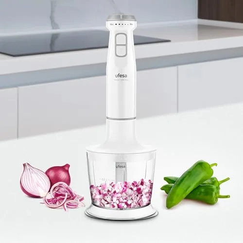 Ufesa ▫️ Batedeira de Mão Venus Max 1200 W com Função Turbo, 4 Lâminas em Aço Inoxidável, Velocidade Variável, Design Antiespiras, Conjunto 3 em 1 com Picador, Batedor e Copo Medidor 4