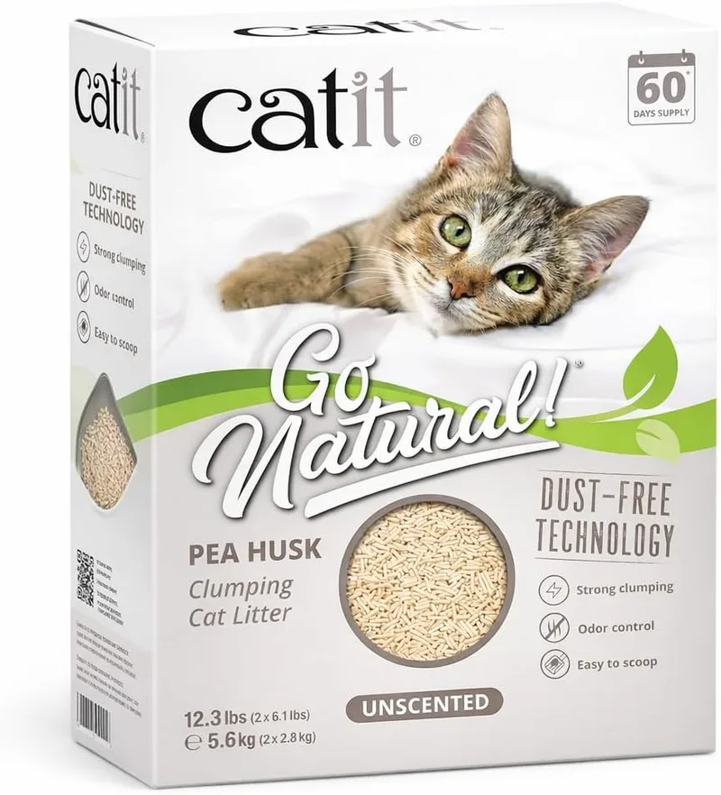 Catit ▫️ Go Natural Areia para gatos com casca de ervilha, sem aroma