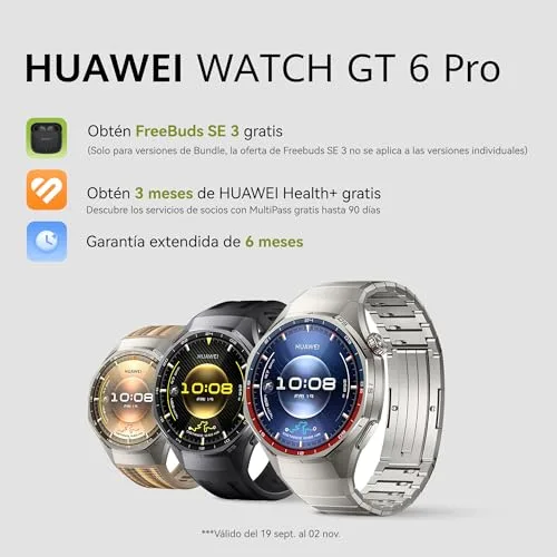 HUAWEI Watch GT 6 Pro 46 mm, relógio inteligente com GPS + FreeBuds SE 3, ecrã AMOLED de 1,47 polegadas, preto 2