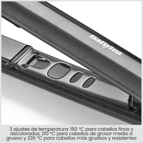 BaByliss ▫️ Alisador de cabelo Titanium Shine - Tecnologia de deslizamento suave em titânio-cerâmica, 5 níveis de calor 150–230 °C, utilizável em todo o mundo, prateado, ST260E 4