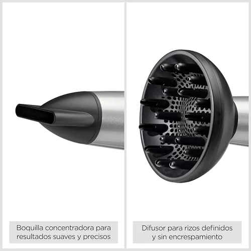 BaByliss ▫️ Secador de cabelo leve Cosmos com difusor – Secador potente e elegante de 2100 W, tratamento iónico anti-frizz, 3 níveis de calor e 2 velocidades, prateado, D580DE 3