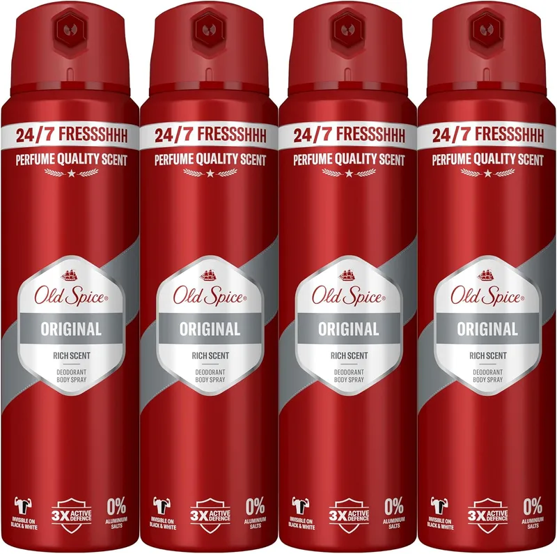Old Spice ▫️ Original Desodorizante em Spray para Homem Sem Alumínio, 4x150 ml