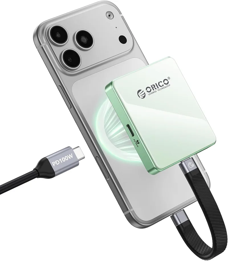 ORICO ▫️ Caixa magnética M.2 NVMe SSD para iPhone 15/16/17 Pro - USB-C 3.2 Gen2 10Gbps, gravação 4K ProRes, carregamento PD de 100W, SSD 2230/2242 2TB - AP42P (Verde)