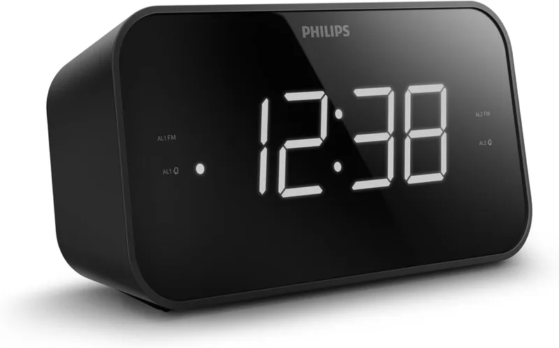 Philips ▫️ TAR3356/10 Rádio-relógio FM com alarme duplo, ecrã LED grande, temporizador, rádio digital com 20 predefinições e bateria de reserva